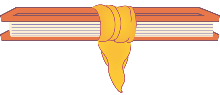 Closed animated book wrapped with yellow cloth